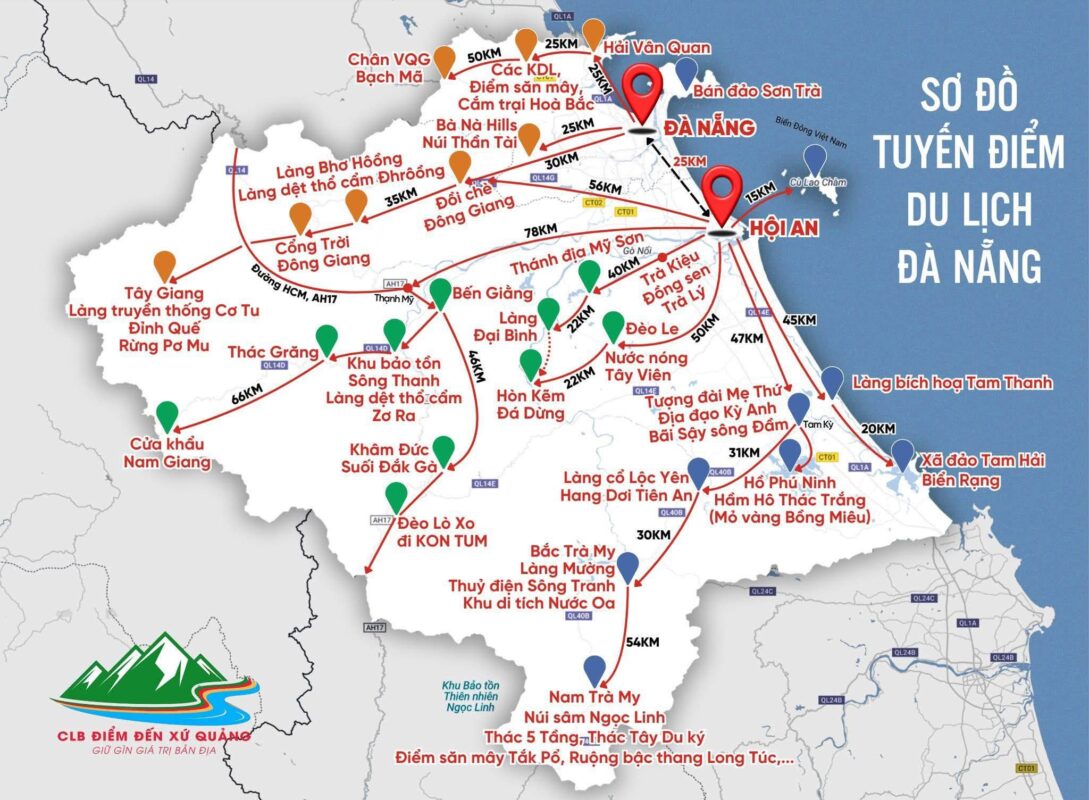 Sơ đồ tuyến điểm du lịch Đà Nẵng mới